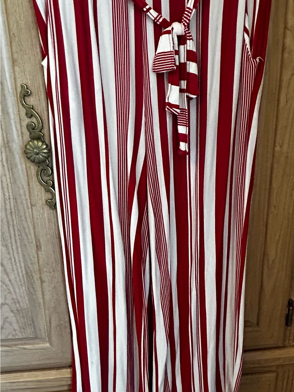 Striped Red and White Wide-Leg Jumpsuit